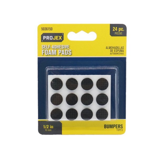 Projex Foam Self Adhesive Non-Skid Pad Black Round 1/2 in. W 24 pk P0126